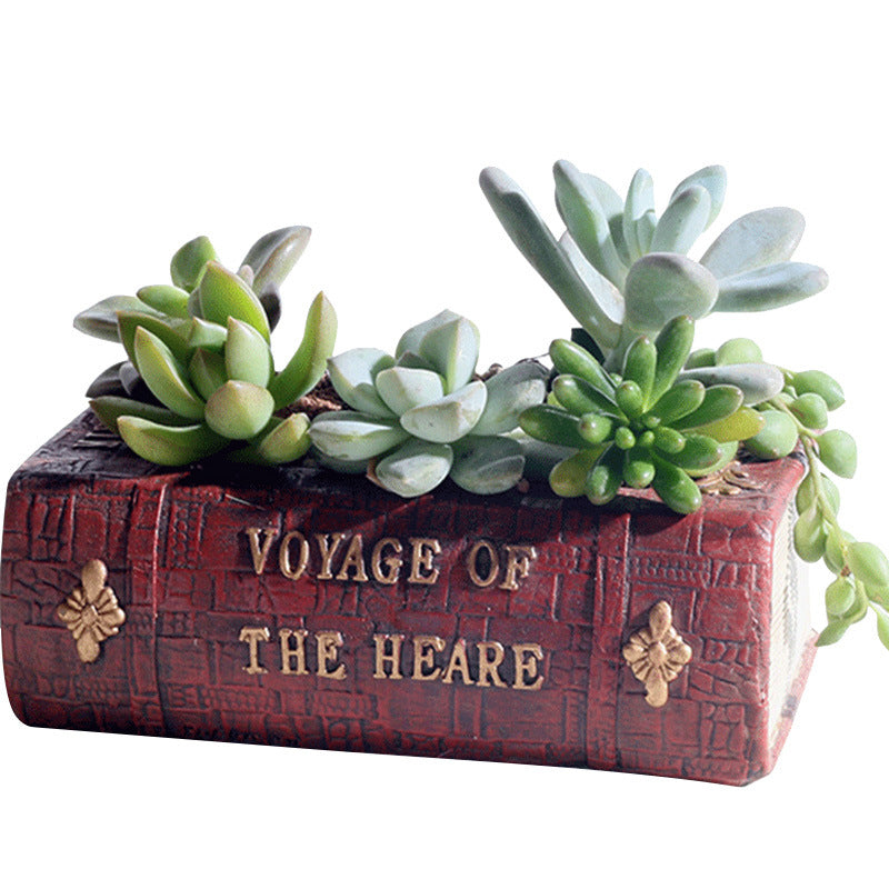 Vintage Literature Book Resin Succulent Plant Pot